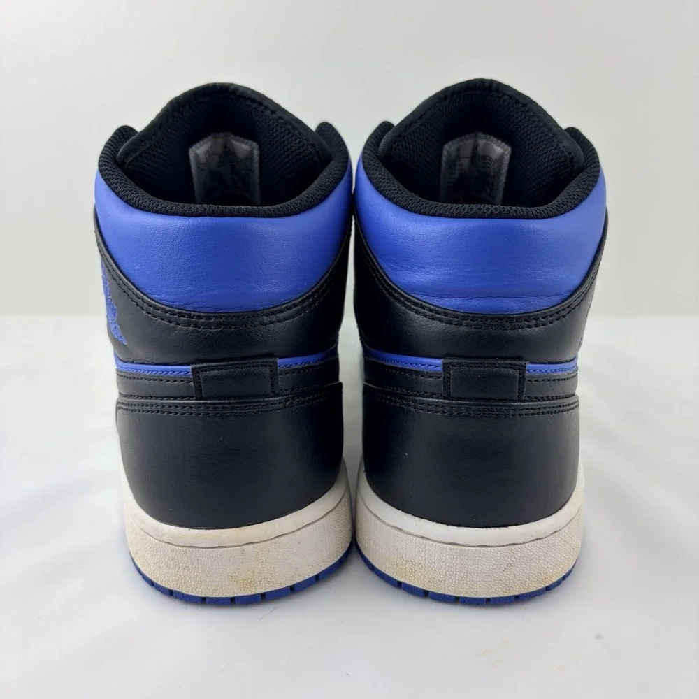 Air Jordan 1 Mid Black Royal Blue DQ8426-042 Men's Size 10 Leather Sneakers